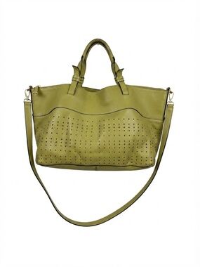 Vittoria Napoli Italian Leather Perforated Satchel / Crossbody Bag Chartreuse